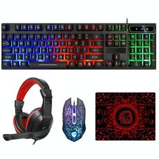 LD-126 4 in 1 tastiera luminosa + mouse + auricolare + set di pad mouse