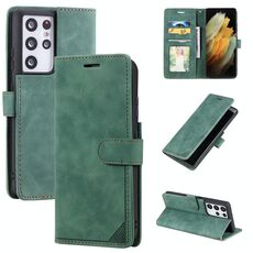 Per Samsung Galaxy S21 Ultra 5G Sensazione della pelle Sensazione della spazzola antifurto Pennello orizzontale Cassa del telefono in pelle flip (verde)