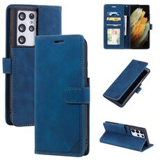 Per Samsung Galaxy S21 Ultra 5G Sensazione della pelle Anti-furto Pennello Anti-furto Cassa del telefono in pelle flip orizzontale (blu)