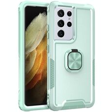 Per Samsung Galaxy S21 Ultra 5G 3 in 1 PC + custodia per telefono TPU con porta ad anello (verde menta)