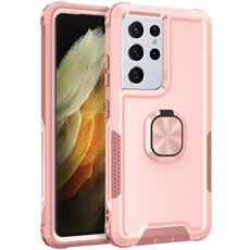 Per Samsung Galaxy S21 Ultra 5G 3 in 1 PC + Cassa del telefono TPU con supporto ad anello (rosa)