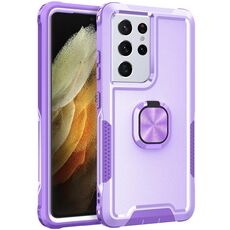 Per Samsung Galaxy S21 Ultra 5G 3 in 1 PC + Cassa del telefono TPU con supporto ad anello (viola)
