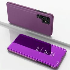 Per Samsung Galaxy S22 Ultra 5G Specchio Placcato Custodia in pelle orizzontale orizzontale con supporto (viola)