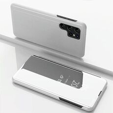 Per Samsung Galaxy S22 Ultra 5G Specchio Placcato Custodia orizzontale in pelle flip orizzontale con supporto (argento)