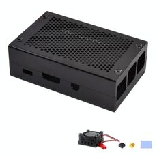 Scatola di raffreddamento della griglia della griglia della guscio della lega di alluminio per il lampone PI 3 modello B PI 2 / B + nero con ventilatore