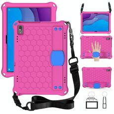 Per Lenovo Tab M10 TB-X505X / F Design a nido d'ape EVA + PC Materiale PC Quattro angoli Anti Falling Flat Protective Shell con cinturino (Rosered + Blu)