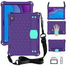 Per Lenovo Tab M10 TB-X505X / F Design a nido d'ape + Materiale PC + Materiale PC Quattro angoli Anti Caduta Piatta conchiglia con cinghia (viola + AQUA)