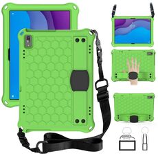 Per Lenovo TAB M10 TB-X505X / F Design a nido d'ape + Materiale PC + Materiale PC Quattro angoli Anti Caduta piatta conchiglia con cinturino (verde + nero)