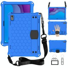 Per Lenovo TAB M10 TB-X505X / F Design a nido d'ape + Materiale PC PC Quattro angolo Anti cadere con guscio protettivo piatto con cinturino (blu + nero)