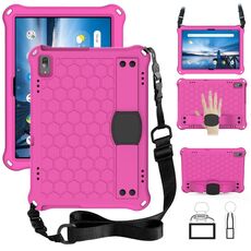 Per Lenovo Smart Tab M10 TB-605F DESIGN DESIGN EVA + PC Materiale PC Quattro angolari Anti cadenti Shell protettivi con cinturino (Rose Red + Nero)
