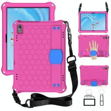 Per Lenovo Tab E10 TB-X104F DESIGN DI DESIGN EVA + PC Materiale PC Quattro angoli Anti Cadere Appartamento Protettivo Protettivo con cinturino (Rosered + Blu)