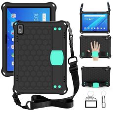 Per Lenovo TAB 4 10 PLUS TB-X704F / N / L / V DESIGN DESIGN DI DESIGN EVA + PC Materiale Quattro angoli Anti Caduta piatta conchiglia protettiva con cinturino (nero + AQUA)