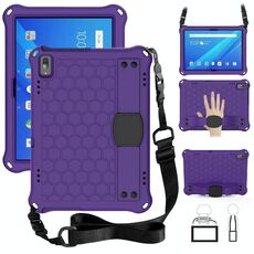 Per Lenovo TAB 4 10 PLUS TB-X704F / N / L / V DESIGN DESIGN DI DESIGN EVA + PC Materiale Quattro angoli Anti caduta Appartamento Protezione Protettiva con cinturino (viola + nero)
