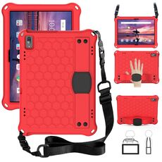 Per Lenovo Tab 4 10 TB-X304F / N Design a nido d'ape + Materiale PC + Materiale PC Quattro angoli Anti cadere Shell protettiva con cinturino (rosso + nero)