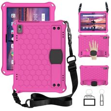 Per Lenovo TAB 4 10 TB-X304F / N Design a nido d'ape Eva + PC Materiale PC Quattro angolo Anti cadere Shell protettive piatta con cinturino (Rose Red + Nero)