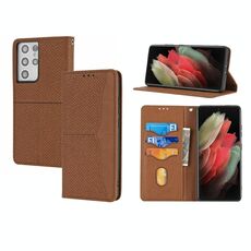 Per Samsung Galaxy S21 Ultra 5G Texture Texture Stitching Magnetic orizzontale flip in pelle PU con supporto e carte Slot e portafoglio e cordino (marrone)