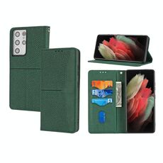 Per Samsung Galaxy S21 Ultra 5G Texture Texture Stitching Magnetic orizzontale flip custodia in pelle PU con supporto e carte Slot & Portafoglio e cordino (verde)