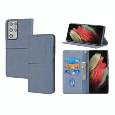 Per Samsung Galaxy S21 Ultra 5G Texture Texture Stitching Magnetic orizzontale Flip PU Custodia in pelle con supporto e carte Slot & Portafoglio e cordino (grigio)