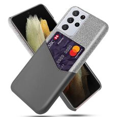 Per Samsung Galaxy S21 Ultra 5G Texture di storage PC + Custodia posteriore in pelle PU Custodia antiurto con slot per schede (grigio)