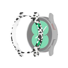 Per Samsung Galaxy Watch4 44mm Mezza copertura Caso protettivo per PC scavato (stampa bianca Leopard)