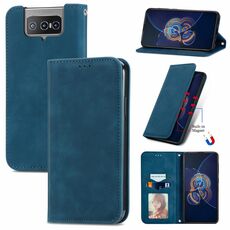 Per Asus Zenfone 8 Flip Skin Self Self Business Business Magnetic Horizontal Case flip in pelle con supporto e carte e portafoglio e cornice fotografica (blu)