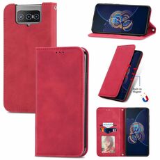 Per Asus Zenfone 8 Flip Skin Self Self Affari Business Magnetic orizzontale flip custodia in pelle con supporto e carta Slot e portafoglio e cornice fotografica (rosso)