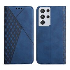 Per Samsung Galaxy S21 Ultra 5G Diamond Pattern Splicing Skin Feel Caso di cuoio a flip orizzontale magnetico con slot per carte e supporto e portafoglio (blu)