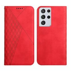 Per Samsung Galaxy S21 Ultra 5G Diamond Pattern Diamond Pelle Skin Feel custodia a flip orizzontale magnetica con slot per schede e portafoglio e portafoglio (rosso)