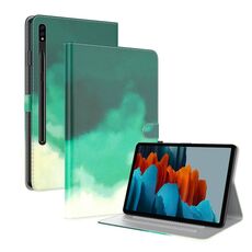 Per Samsung Galaxy Tab S8 / GALAXY TAB S7 11 POLLICE T870 / T875 / T876B Tensione Tensione ACQUATOR SHOCK PELLE FACCIA MAGNETIC Horizontal flip custodia in pelle PU con supporto e carte slot e cornice fotografica (Cyan Green)