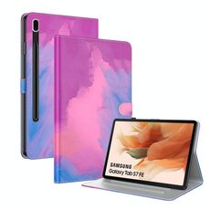 Per Samsung Galaxy Tab S7 FE 12.4 pollici 2021 T730 / T736 Tensione Tensione ACQUATOR SHOCK PELLE FACCIA MAGNETIC Horizontal flip custodia in pelle PU con supporto e carte slot e cornice fotografica (rosso viola)