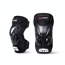 PRO-BIKER 2 in 1 Sport all'aperto Ginocchiera Escursionismo Sci Motociclismo Bicicletta Guida protettiva con striscia riflettente (nero)