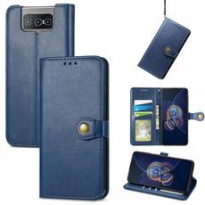 Per Asus Zenfone 8 Flip Color Pelle a colori in pelle con fibbia con cordino e cornice e slot per schede e portafoglio e portafoglio e portafoglio (blu)