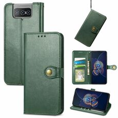 Per Asus Zenfone 8 flip Color Pelle a colori in pelle con fibbia con cordino e cornici e slot e portafoglio e portafoglio e portafoglio (verde)