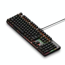 104 tasti Green Shaft RGB Tastiera luminosa Game Computer Gioco USB Meta in metallo Cablato Tastiera meccanica, Cabel Lunghezza: 1,5 m, Stile: versione ordinaria (nero)