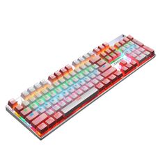 104 tasti Green Shaft RGB Tastiera luminosa Game Computer Game USB Tastiera metallica metallica cablata, Cabel Lunghezza: 1.5m, Stile: Doppia IMPOSIZIONE Versione (Bianco Rosa)