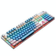 104 tasti Green Shaft RGB Tastiera luminosa Game Computer Gioco USB Tastiera metallica cablata in metallo, cabel Lunghezza: 1,5 m, Stile: versione doppia imposizione (Blu bianco)