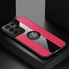 Per Samsung Galaxy S21 Ultra 5G Xinli Cucitura Textue Textue Antiurto antiurto Cassa di protezione TPU con supporto ad anello (rosso)