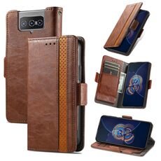 Per Asus Zenfone 8 Flip Caseneo Business Splific Dual Dual Fibbia Magnetica Flip PU Custodia in pelle PU con supporto e carte Slot & Portafoglio (Brown)