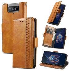 Per Asus Zenfone 8 Flip Caseneo Business Splific Dual Dual fibbia magnetica Flip Custodia in pelle PU con supporto e carte Slot & Portafoglio (Khaki)