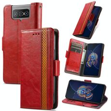 Per Asus Zenfone 8 Flip Caseneo Business Splific Dual Dual Fibbia Magnetica Flip Custodia in pelle PU con supporto e carte Slot & Portafoglio (rosso)