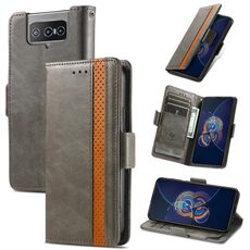 Per Asus Zenfone 8 Flip Caseneo Business Business Splific Dual Dual Fibbia Magnetica Flip Custodia in pelle PU con supporto e carte Slot & Portafoglio (Grigio)