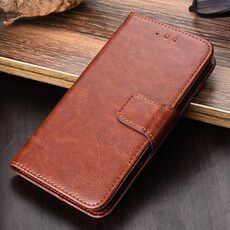 Per Samsung Galaxy S21 Ultra 5G Trama di cristallo Struttura orizzontale Custodia in pelle flip con supporto e carta Slot & Portafoglio (Brown)