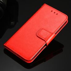 Per Samsung Galaxy S21 Ultra 5G Trama di cristallo Custodia in pelle orizzontale in pelle orizzontale con supporto e carta Slot & Portafoglio (rosso)