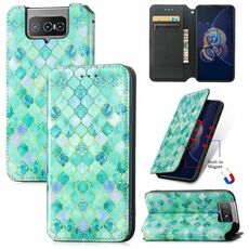 Per Asus Zenfone 8 Flip Colorful Colip Horizontal Horizontal flip custodia in pelle con titolare e slot per schede e portafoglio (Emerald)