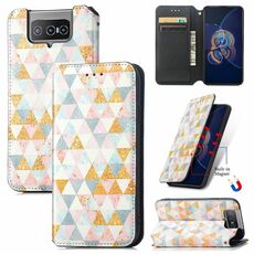 Per Asus Zenfone 8 Flip Colorful Manetic Horizontal Horizontal Custodia in pelle PU con titolare e carta Slot & Portafoglio (Rhombus)