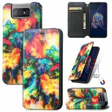 Per Asus Zenfone 8 flip Colorful Coloract Coloring Horizontal Horizontal custodia in pelle PU con titolare e carta Slot & Portafoglio (cloud colorato)