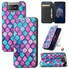 Per Asus Zenfone 8 flip Colorful Horizontal Horizontal flip custodia in pelle PU con titolare e slot per schede e portafoglio (Bilancia viola)
