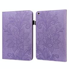 Per Samsung Galaxy Tab A 10.1 2019 T510 PICE FIORE GIOVAMENTO EMBOSSATORE HORSIONTALE Custodia in pelle a flip orizzontale con supporto e carta Slot & Portafoglio e cornice fotografica (viola)