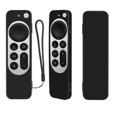 Custodia protettiva in silicone con corda per Apple TV 4K 4th Siri Remote Controller (nero)