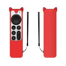 Custodia protettiva del silicone di forma delle orecchie del gatto per Apple TV 4K 4th Siri Remote Controller (rosso)